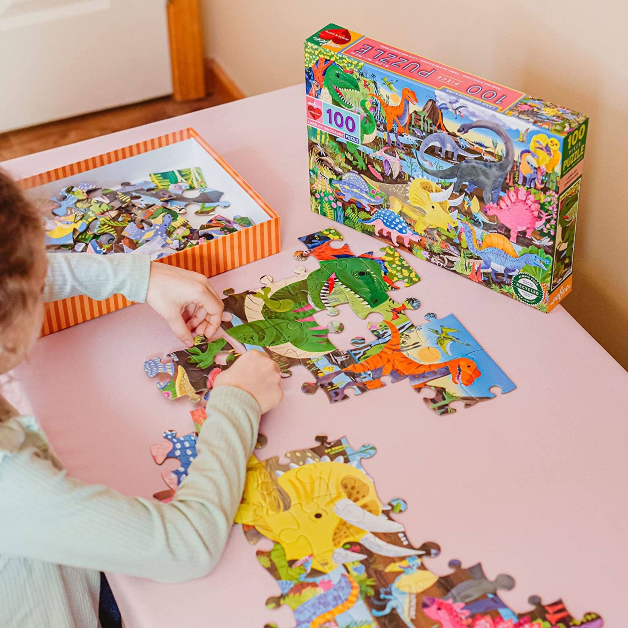 eeBoo Land of Dinosaurs 100 Piece Puzzle